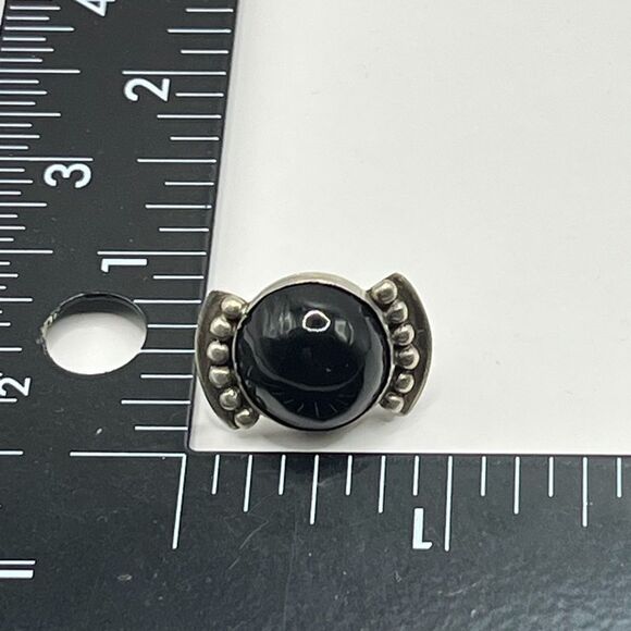 Mexican 925 and Onyx bracelet and earring set. w/ Aztec Floral Motif - Picture 7 of 7